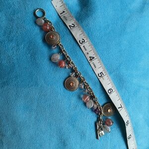 Chaps Charm Silver With Pink Cabochons, Beads, Discs